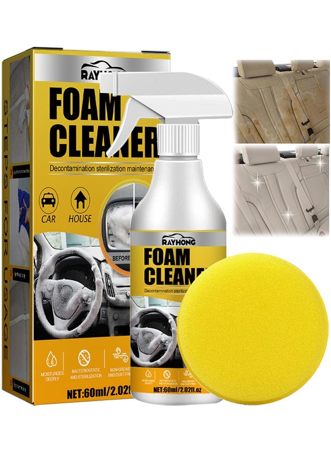 RAYHONG Foam Cleaner, Multi-Purpose Foam Cleaner For Car, All Around Master FoamCleaner, Car Interior Foams Cleaner, Cars Seat Foam Cleaner Spray, Upholstery Cleaner, Interior Cars Cleaner, 60ML - Image 1